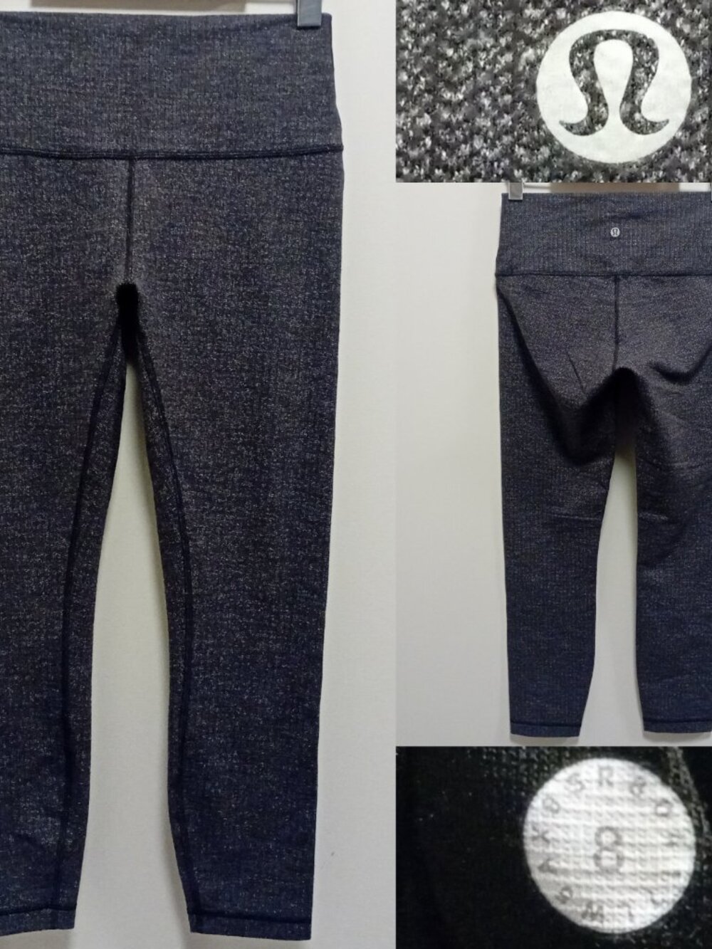 Lululemon Wunder Under Hi-Rise 7/8 Tight Variegated Knit Brushed Luon 8 Medium